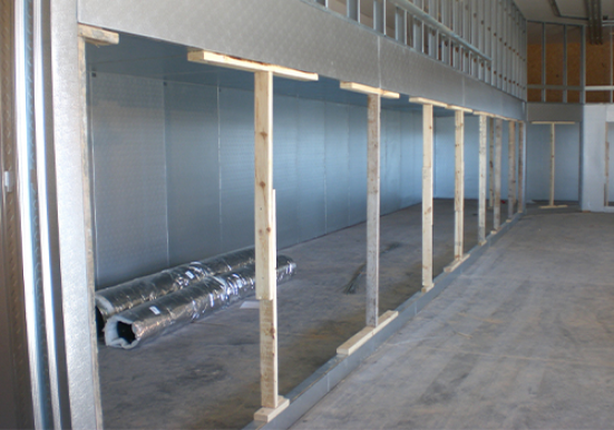 Construction of a custom, commercial walk-in freezer